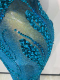 Women Luxury Blue Rhinestones Sequines Mesh Transparent Long Dress Club Evening Party Dress Birthday Photoshoot Clothing