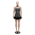 Sheer Mesh Rhinestone Bodysuit Shorts Jumpsuit Birthday Outfit Sparkly Sexy Club Body Romper One Piece Party Overalls