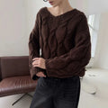Women's Cable Knit Sweater V Neck Long Sleeve Oversized Loose Chunky Twist Pullover Tops Casual Autumn Retro Commute Top