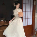 Improved Tassel Embroidered Cheongsam Dress Qipao Women's Clothing Summer 2026 Elegant Girl Irregular Waist Long Dress