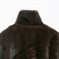 Women's Brown Faux Fur Cropped Jacket Fashion Stand Collar Single Breasted Pocket Casual Coat Lady 2026 Spring Chic Outerwear