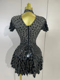 Sparkly Sequins Bodysuit Short Dress Women Sexy Nightclub Dancer DJ Stage Performance Wear Luxury Birthday Party Festival Outfit