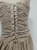 Gold Pleated Tunic Fish Bone Dresses for Women Square Collar Sleeveless Casual Party Split Evening Dress Female New