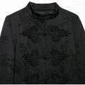 Jacquard Women's Jackets Stand Collar Frog Button Top Long Sleeve Short Black 2026 New Casual Daily Commute Ladies Outerwears