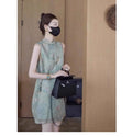 Olive Girl Green Embroidered Qipao for Ren Faire 2026 Garden Wedding Fairycore Photoshoot Everyday Wear S-XXXL XS-3XL Plus Size Hand Embroidered Romantic Garden Party Editorial Not Costume Qipao Cheongsam Chinese Dress Chinese Heritage Fashion Women