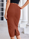 Winter Office Brown Mid Calf Button Bandage Pencil Skirt Long Bodycon Women Split Wholesale XL High Quality Club Skirt