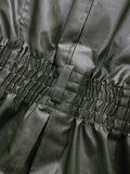 Simpel Basics Patchwork Belt Leather Jacekt for Women Lapel Long Sleeve Spliced Zippers Casual Office Coats Female