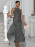 Real Photo Women Sequin Wedding Dresses Backless Bodycon Maxi long Dress Sexy Summer Luxury Club Evening Party Prom Dresses
