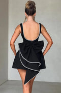Chic Pearl Bow Short Dress for Women Backless Casual Mini Dresses White Black Pink Wedding Guest Summer Bridesmaid Robe Birthday