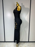 Women Black Elegant Bandage Dress Sexy Sleeveless Bodycon Evening Party Club Luxury Birthday Dress Wedding Guest Gown