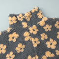 Fashion Floral Faux Lambswool Sweatshirt Women's Casual Zipper Pocket Loose Pullover Sweatshirt Autumn Festive Clothing