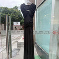 Elegant Light Luxury Maxi Dress for Women Cape Sleeve Cutout Twist Waist Long Gown for Celebrity Formal Dinner Party Outfit