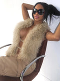 Sexy Furry Tank Tops Women Backless Sexy Midnight Cardigan Autumn Hipster Wild Basic Streetwear Halter Furs Y2K Tops