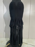 Women Evening Party Prom Gown Birthday Club Dress Sexy Backless Halter Neck Sleeveless Ruffles Pacthwork Bodycon Bandage Dress