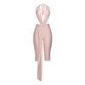 Patchwork Halter Romper Women Ribbon Sleeveless Elastic Backless Workout Activewear Midnight Activity Slim Playsuits