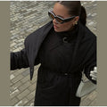 Detachable Triangle Shawl Long Puffer Coat Stand Collar Waist Tie Belt Button Solid Loose Women Coats 2026 Winter Commute Outfit
