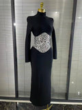 Sparkly Crystals Women Long Sleeve Sexy Bodycon Long Bandage Dress Evening Party Elegant Red Carpet Birthday Fashion Outfit
