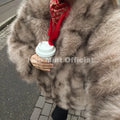 Exclusive 2026 Winter Leopard Print Faux Fur Coat Women Loud Luxury Lapel Collar Midi Long Eco Fox Fur Jacket Outerwear