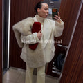 Iconic Chic Gray Gradient Fox Fur Snuggle Shawl Scarf Women Winter 2026 Fluffy Fox Fur Collar Scarves Girls Neck Warmer