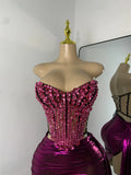 Sparkly Diamonds Crystals Short Summer Two Pieces Dress Sexy Stage Transparent Women Birthday Party Outfit Singer Show Wear