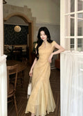 Olive Girl Yellow Dramatic Qipao for Ren Faire 2026 Garden Wedding Fairycore Photoshoot Everyday Wear S-XXL XS-3XL Plus Size Dramatic Silhouette Romantic Garden Party Editorial Not Costume Qipao Cheongsam Chinese Dress Chinese Heritage Fashion Women