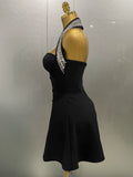 Women Black Sexy Off the Shoulder Shinning Crystal Bodycon Bandage Long Dress Gloves Elegance Celebrate Evening Party Dress