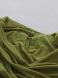 Spliced Folds Shawl Design Temperament Dresses for Women O Neck Long Sleeves Patchwork mermaid Dress Female Clothing