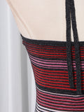 Colorblock Striped Holiday Long Dresses for Women Halter Sleeveless Slimming High Waist Backless Temperament Dress Female