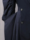 Autumn Long Oversized Elegant Draped Patchwork Trench Coat For Women Double Breasted Luxury Designer Overcoat Runway Fashion
