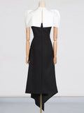 Hit Color Spliced Shawl Elegant Long Dress Women Square Collar Sleeveless High Waist Evening Dresses Female New Autumn 2024