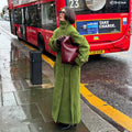 Street Women's Lace Up Long Woolen Coats Stand Collar Double Breasted Full Sleeve Overcoats 2026 Autumn Winter Lady Jackets