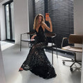 Sequin Deep V-neck Long Dress Women Chic Sleeveless Spaghetti Strap Backless Mermaid Dresses Lady Sexy Evening Party Wear New