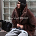 Hot Street Fashion Girls Luxury Fuzzy Mink Fur Bomber Jacket Women Winter Oversized Chunky Faux Fur Coat Warm Outerwear