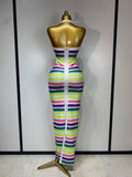 Women Sexy Halter Backless Colorful Bodycon Maxi Long Bandage Dress Nightclub Evening Party Celebrate Birthday Fashion Clothing
