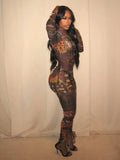 See Through Jumpsuit Women Sexy Hottie o-Neck Zip Club Vacation Midnight Stretch Full Sleeve Skinny Stretch Overall
