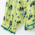 Bow Tie Neck Women Floral Print Set Long Puff Sleeve Cuff Trim Loose Blouse Vibrant Ethnic Midi Skirt Straight Hem Street Daily