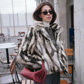 Brand Designer Zebra Strip Print Faux Fur Jacket Women Autumn Winter Stand Collar Fox Fur Coat Ins Girls Outerwear
