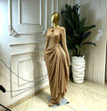 Women O-neck Ribbon Ruched Long Sleeve Bodycon Maxi Long Dress 2026 Summer Sexy Birthday Party Vacation Trendy Dresses