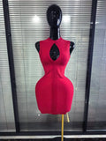 Winered Black Women Sleeveless Sexy Keyhole Bodycon Mini Bandage Dress Celebrate Nightclub Party Birthday Fashion Outfit