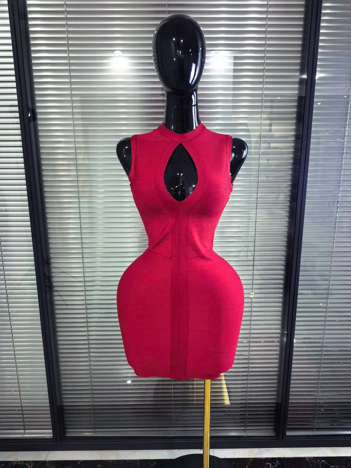 Winered Black Women Sleeveless Sexy Keyhole Bodycon Mini Bandage Dress Celebrate Nightclub Party Birthday Fashion Outfit