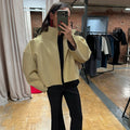 Casual Solid Pu Crocodile Grain Jacket Women Fashion Full Sleeve Stand Collar Loose Female Outwear 2026 Autumn Lady Coats Chic