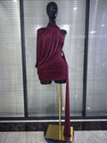 Winered Pink Women Sexy Draped Bodycon Mini Dress High Stretch Celebrate Nightclub Party Cocktail Fashion Homecoming Outfit