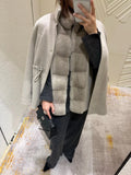 Women Solid Color Fringed Jacket 2-piece Set Chic Drawstring Pocket Zipper Coat Sleeveless Vest Sets Autumn Street Daily Wear