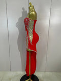Sexy Strapless Shinning Rhinestones Bodycon Bandage Long Dress Women Fashion Celebrate Evening Party Vestido
