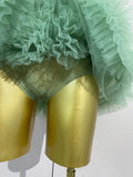 Women Birthday Party Costume Bar Nightclub Singer Sexy Stage Performance Outfit Sparkly Green Diamonds Mesh See Through Bodysuit