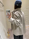 Women Solid Color Fringed Jacket 2-piece Set Chic Drawstring Pocket Zipper Coat Sleeveless Vest Sets Autumn Street Daily Wear