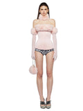 Christmas Furry Strapless Tops Women Patchwork Sexy Long Gloves Matching Birthday Luxury Classic Midnight Clubwear