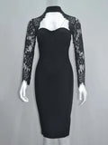 2026 Spring Autumn Women Bandage Dress Elegant White Sexy Long Sleeve Hollow Lace Bodycon Club Evening Party Vestidos