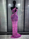 Black Color Women Sexy Halter Mesh See Through Bodycon Long Gowns Dress Sparkly Crystal Celebrate Evening Party Cocktail Wear