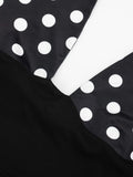 Patchwork 2-Piece Set Women Backless Halter Low-Neck Vest+Folds Elastic Waist Short Fashion Polka Dot Print Suits